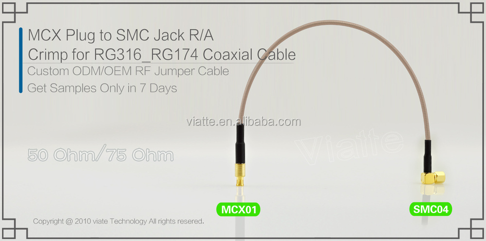 rfケーブルrg同軸ケーブルジャンパー150mm174uにmcxプラグ圧着コネクタ。 fl仕入れ・メーカー・工場