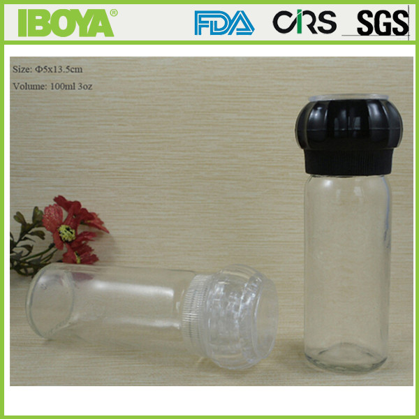 glass bottles with salt & pepper mill