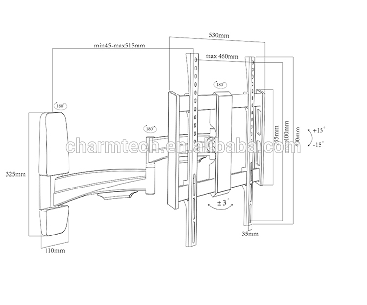 Tv Mounting Bracket For 26"47",Steel & Aluminum Adjustable Height Tv