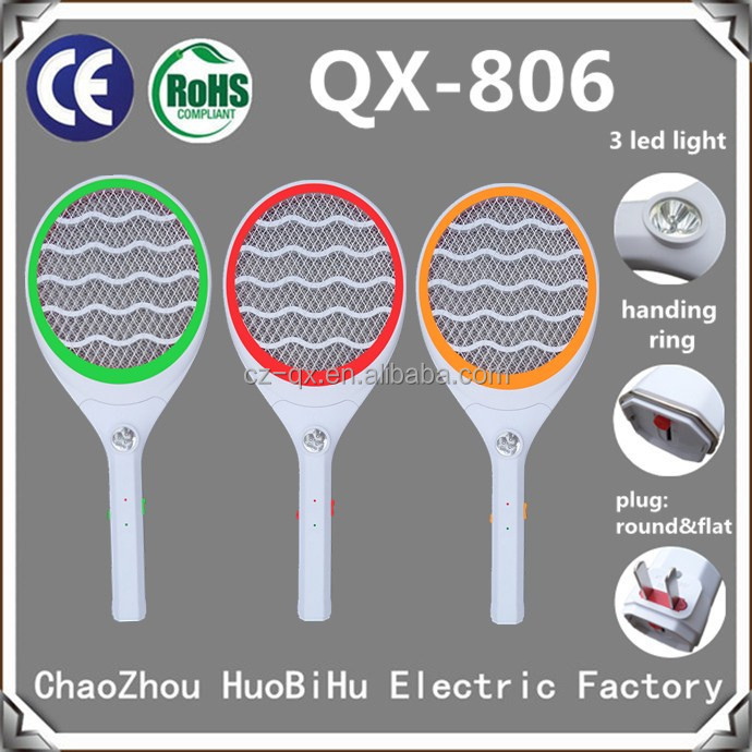 Qx806-3高品質電気蚊のラケットでハンドルバッテリー800ma3ledライト充電式電気蚊のキラーランプ問屋・仕入れ・卸・卸売り