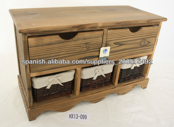 Shabby Cómoda Marrón Cocina Baño Estante Estante Alto Armario Cestas