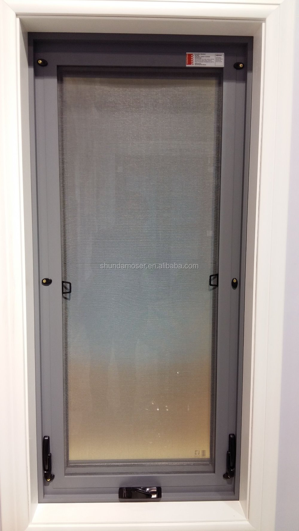 Thermal Break Aluminum Crank Awning Window With Frosted Glass And