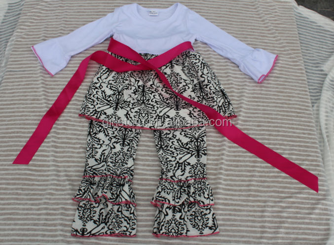 最新のプラスサイズ卸売安い綿の赤ん坊の女の子フリルパンツセット新生児のためブティックの衣類セット問屋・仕入れ・卸・卸売り