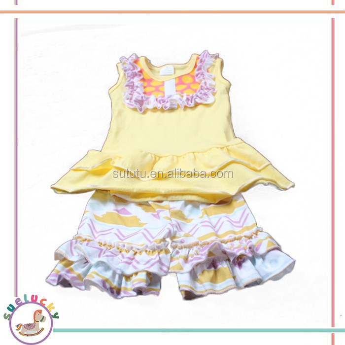 夏に設計されたエレガントなプリント水玉オーガニックコットン赤ちゃん服セットベビー服工場仕入れ・メーカー・工場