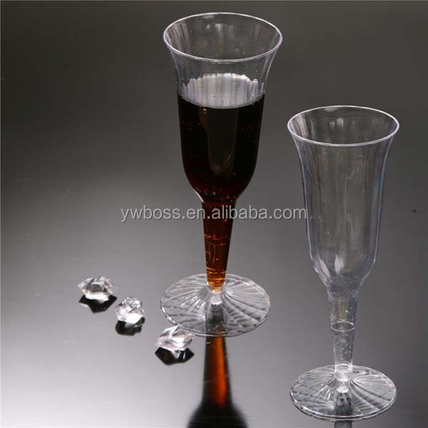 Safely clear and colored disposable platic champagne glass