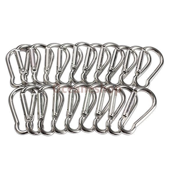 20Pcs Silver Aluminum Spring Carabiner Snap <font><b>Hiking</b></font> Camping Bag Hook Hanger Keychain <font><b>Hiking</b></font> Accessory BHU2 20Pcs Silver Aluminum Spring Carabiner Snap <font><b>Hiking</b></font> Camping Bag Hook Hanger Keychain <font><b>Hiking</b></font> Accessory BHU2