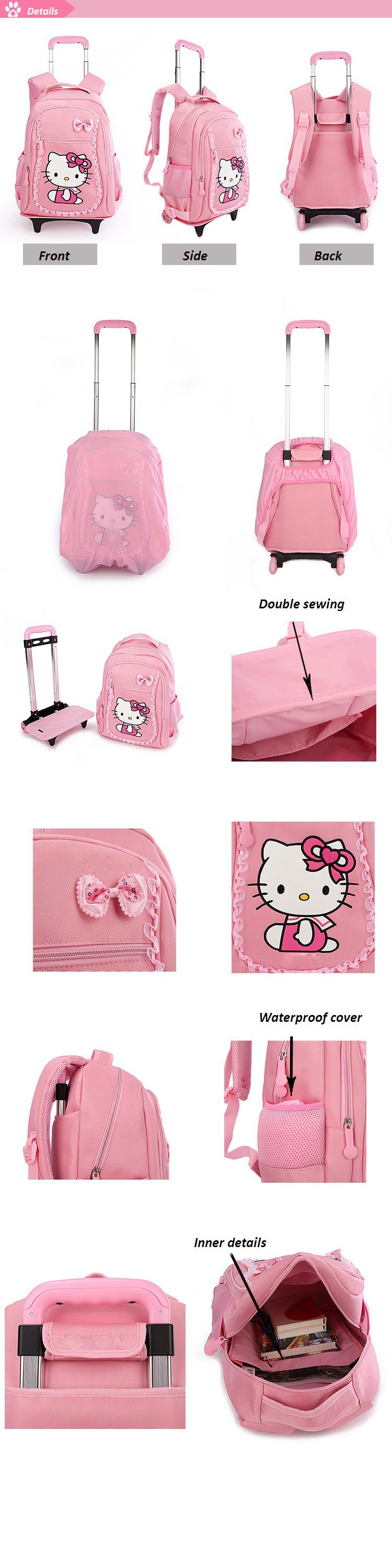 Free-Shipping-Hello-Kitty-Children-School-Bags-Mochilas-Kid-Backpacks-With-Wheel-Trolley-Luggage-For-Girls-05