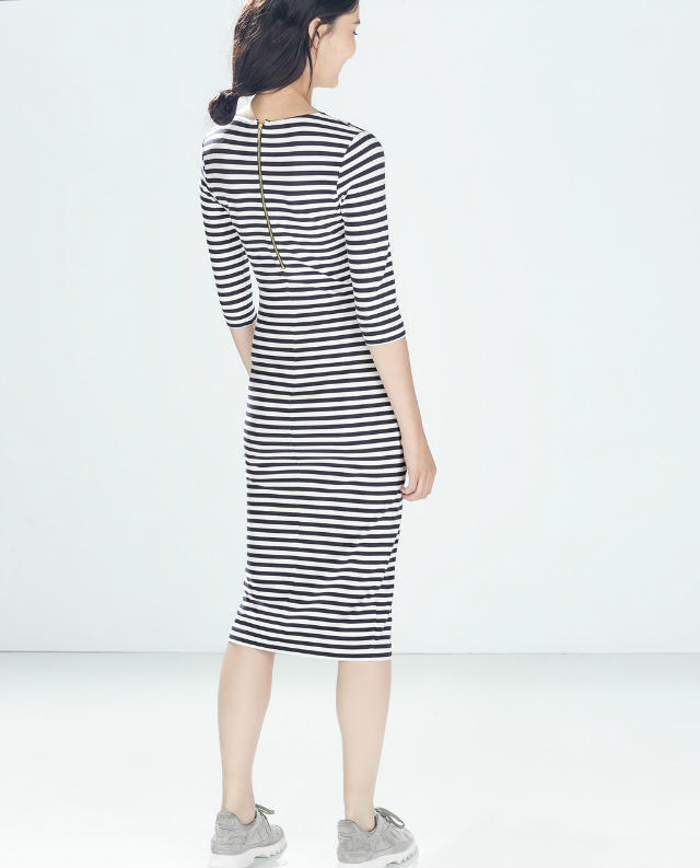 新しいファッションスタイルホットwholesale2014秋古典的な縞模様の末端が広がった袖のドレス女の子カジュアルドレス問屋・仕入れ・卸・卸売り