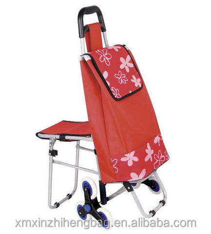 Durable cheap folding shopping trolley bag with seat from China supplier仕入れ・メーカー・工場