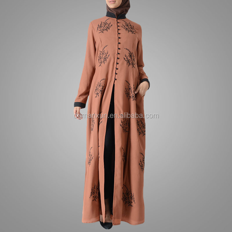 Latest embroidered muslim front open abaya islamic clothing for women turkish cardigan (4).jpg