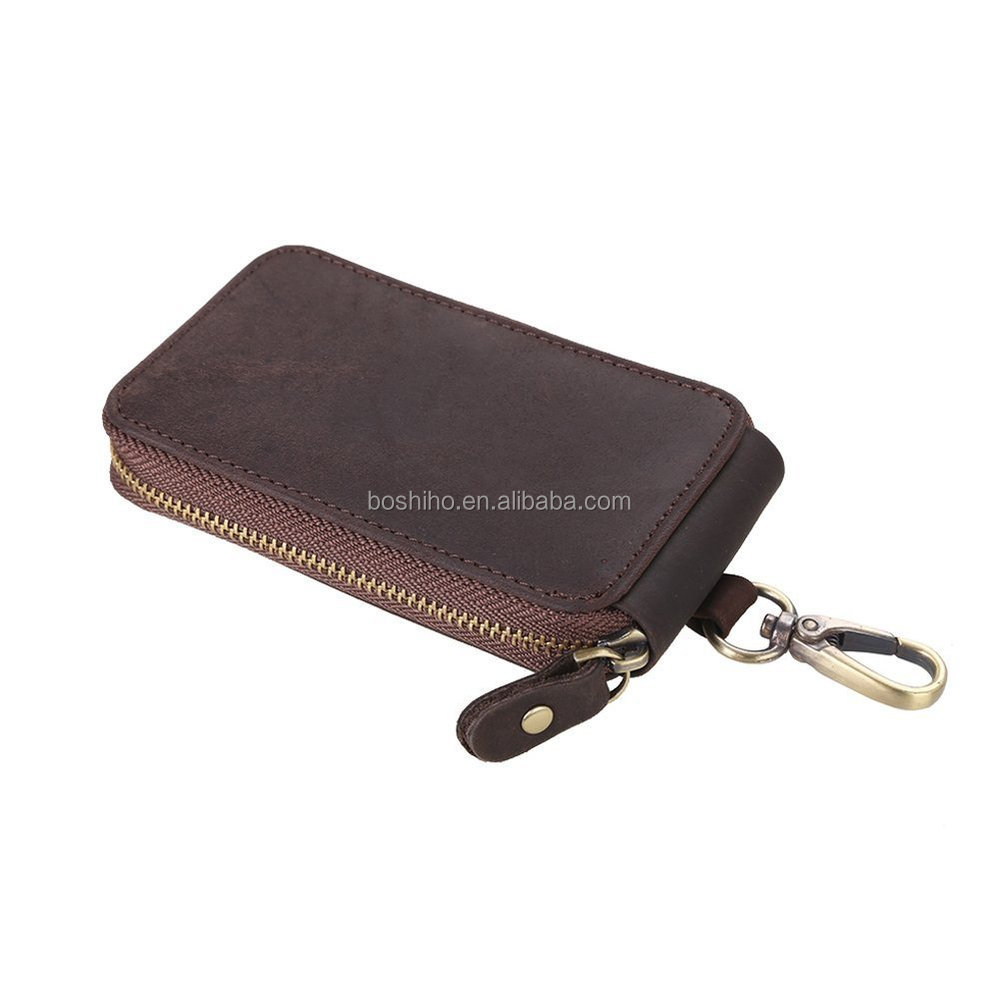 Handmade Genuine Leather Zipper Key Chain Case Pouch Credit Cards Holder Buy Zipper Key Chain