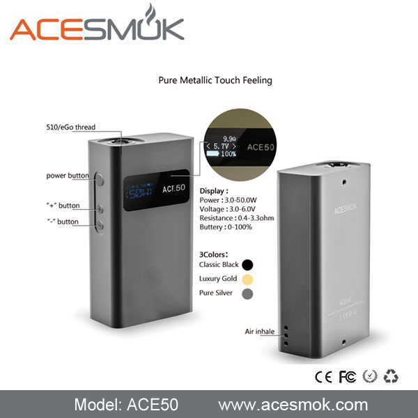 2014 best ecig exgo ACE50 100W box mod for ecigator ecig wholesaler