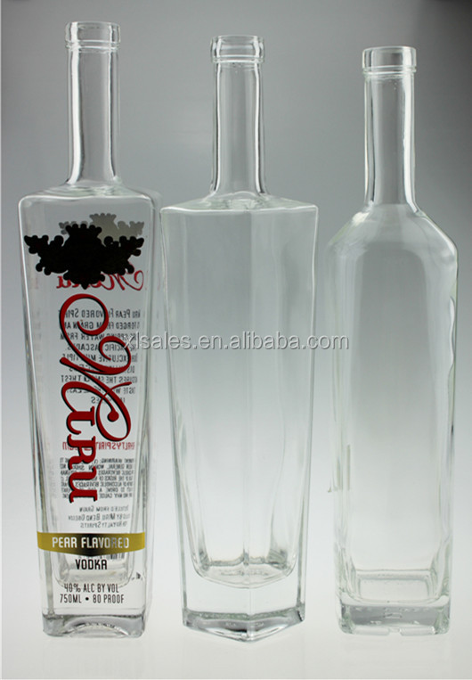 750 ml Custom Corked Bottle glass for Vodka SGS quality
