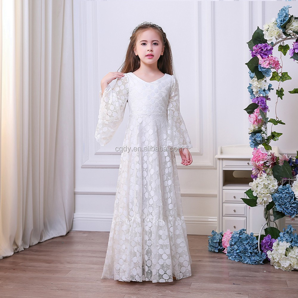Elegant White Tulle Flower Girl Dresses For Weddings Lace Floor