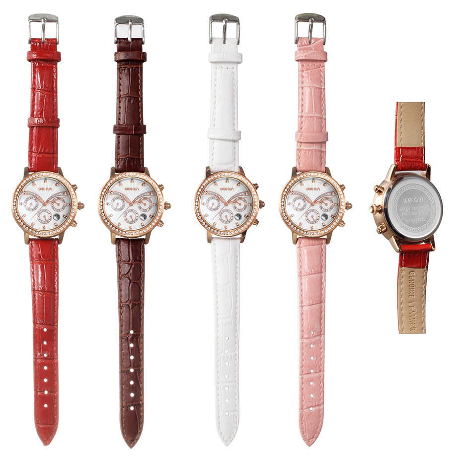 Round Dila New Fashion Leather Strap Luxury Hand Watch For Girl With
