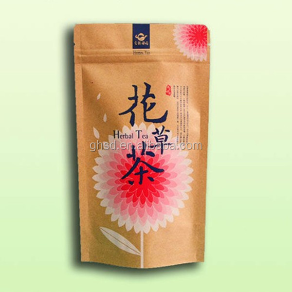Stand up Aluminizing tea Bag with zipper top