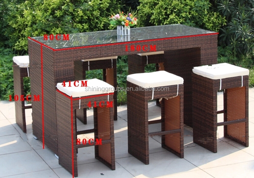 屋外の家具籐の高いバーの椅子とテーブルのセットの庭の家具仕入れ・メーカー・工場