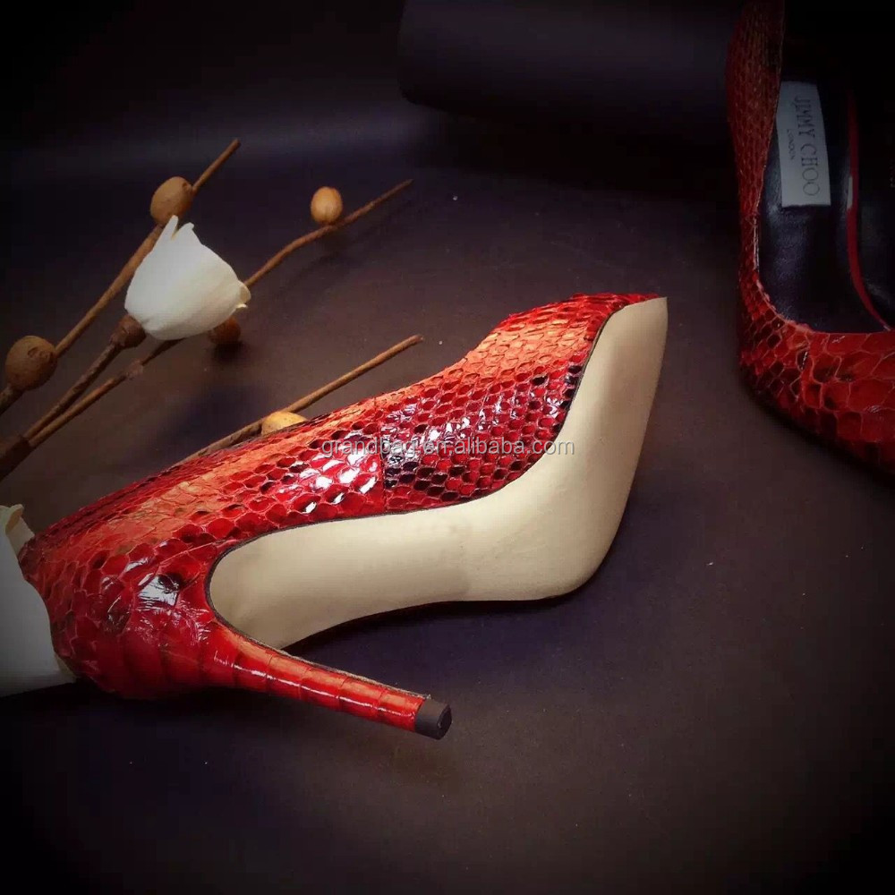 豪華なファッション新しいデザイントップグレード黒本物のヘビ革セックスレディハイヒールドレスシューズ女性仕入れ・メーカー・工場