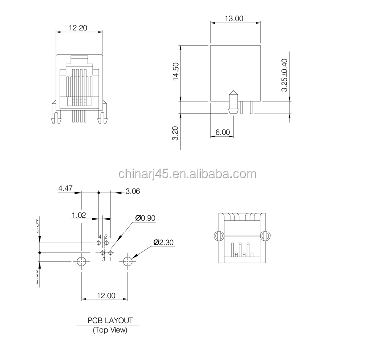 垂直マウントpcbのフォーン端子ピン6p4crj114電話の受話器仕入れ・メーカー・工場