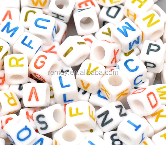 300pc/50g 6mm White Letter A~Z Acrylic Alphabet Beads Cube Letter