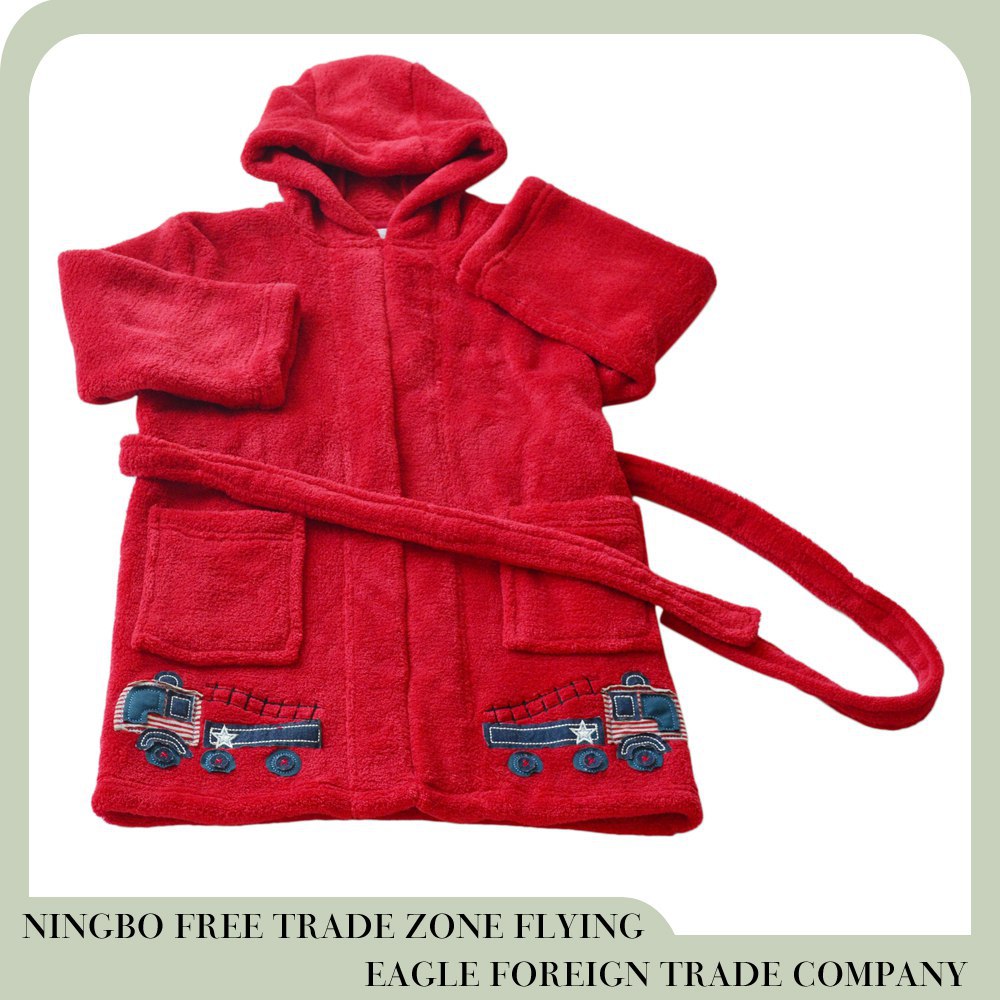 寧波最高の販売の毛皮で覆われたフライングイーグル男の子フード付きバスローブ仕入れ・メーカー・工場