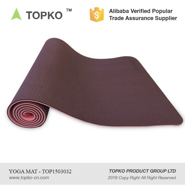 Topko高密度アンチスリップカスタムプリント二重層tpeヨガマット仕入れ・メーカー・工場