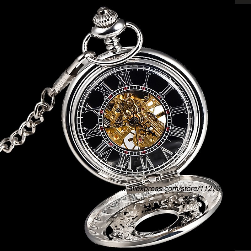 Купить Серебряный скелета Пол Хантер механический steampunk часы ...