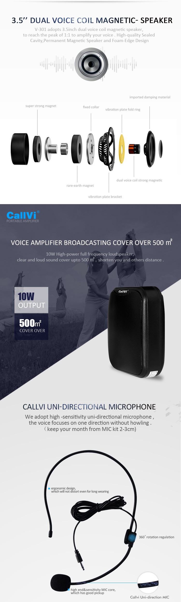 Callvi V-301ハイファイステレオオーディオデュアルマイク音声アンプ( oem/odm)仕入れ・メーカー・工場