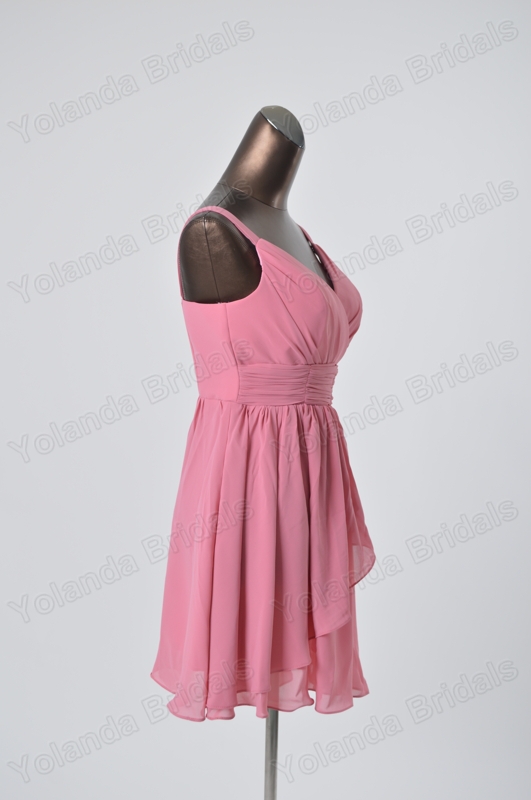 V- 首のパターンのためのピンクのニーハイalibabaからショートブライドメイドドレス仕入れ・メーカー・工場