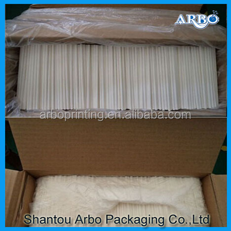 SGS,MSDS and LFGB approved 3.5*150mm white paper lollipop sticks with hang packing