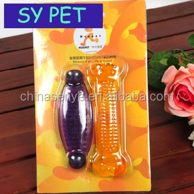 ペット用品犬のおもちゃインストールされた2つ緑色の透明な歯のクリーニング臼歯咬合- 耐性骨チューズ仕入れ・メーカー・工場