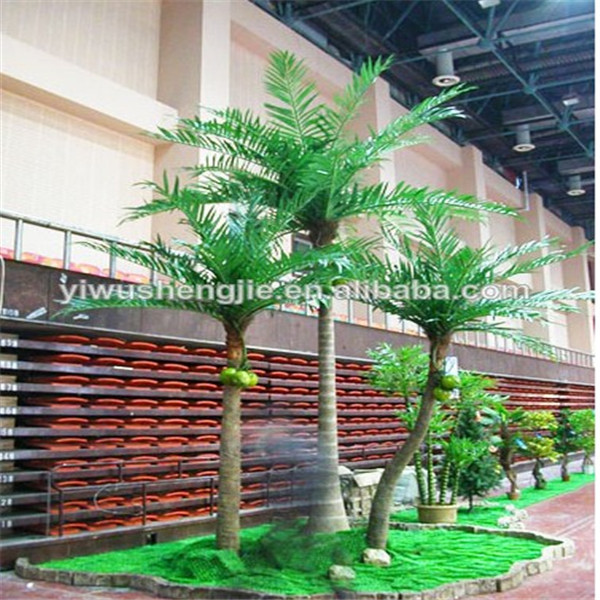2014 wholesale cheap price playground/beach/swimming pool outdoor landscaping UV protective fiberglass artificial coconut tree