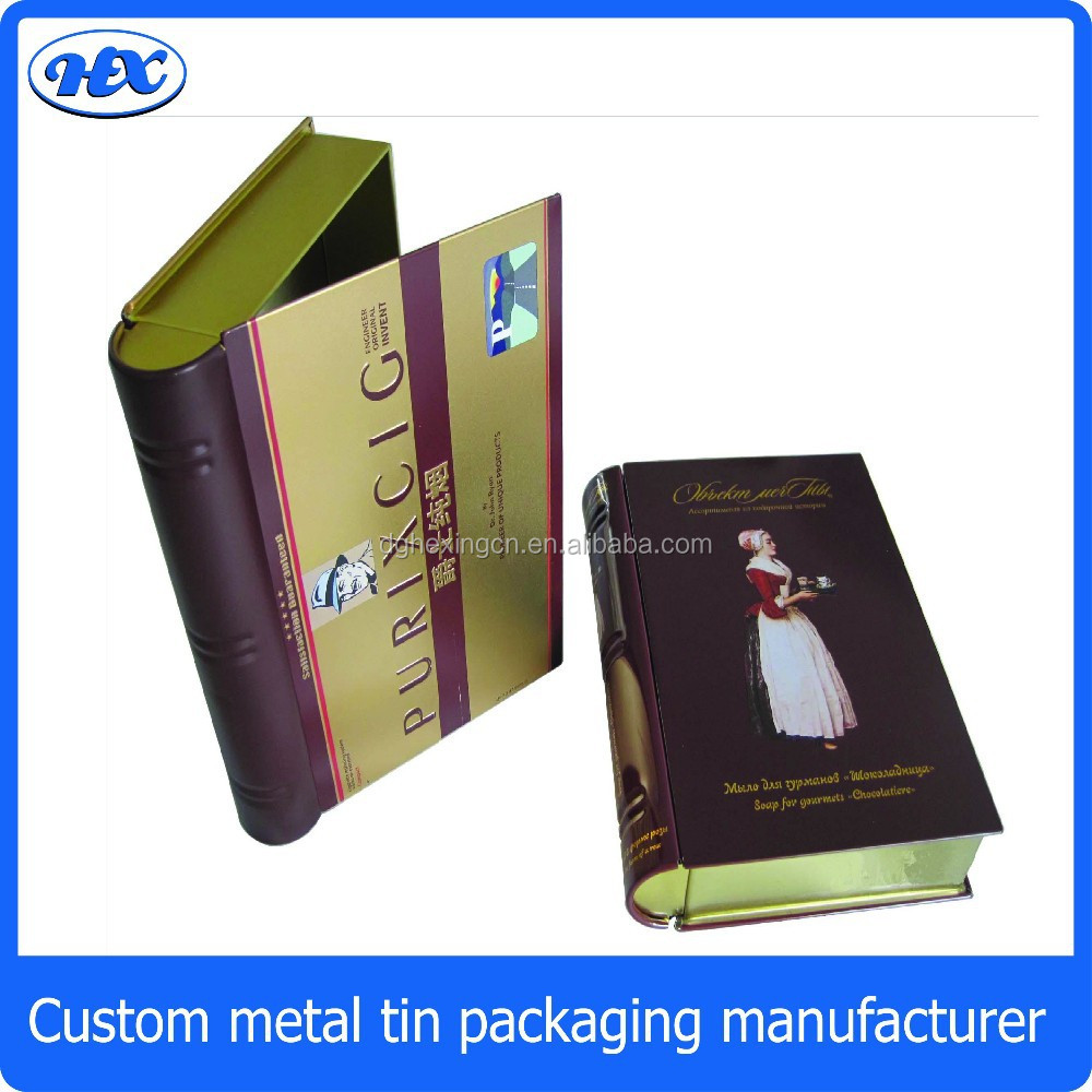 customized designed book tin book box book shape