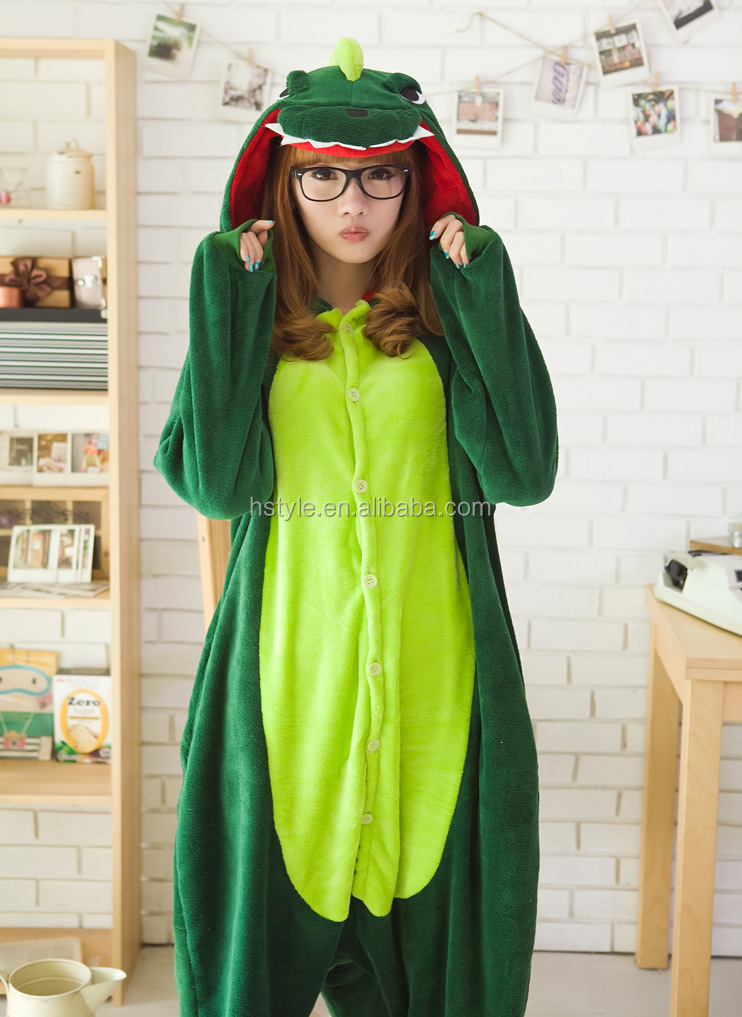 良い品質の動物のパジャマ衣装安い大人onesiehfc015緑の恐竜仕入れ・メーカー・工場