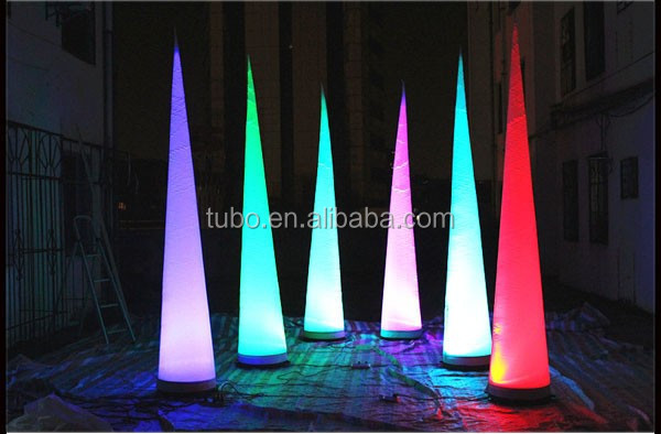 Free-shipment-3m-height-color-changing-LED-inflatable-pillar-horn-cone-ball