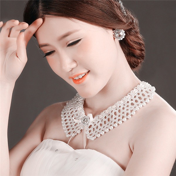 MYLOVE White pearl collar earring set fashion jewelry MLT011 - MYLOVE-White-pearl-collar-earring-set-fashion