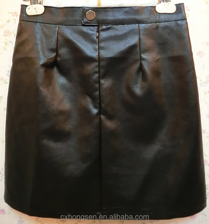 女性のストレッチ2015新ホットファッションpuレザーのスカート仕入れ・メーカー・工場