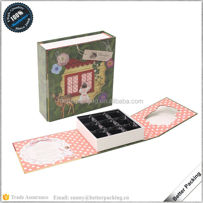 two doors art paper cardboard chocolate packing gift boxes