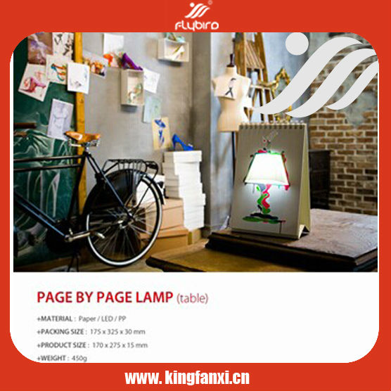 フリップカレンダーページページによってデザインusbledサイドデスクランプの夜の光仕入れ・メーカー・工場