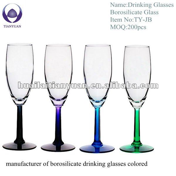lead free colored handblown pyrex glass champagne tulip