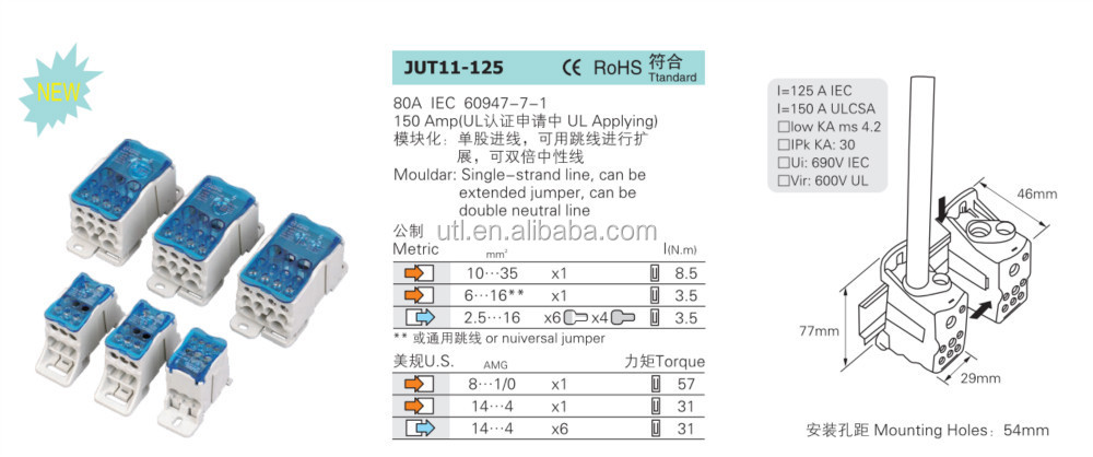 らcuの販売代理店ターミナルブロックコネクタce、 ul、 vde中国製仕入れ・メーカー・工場