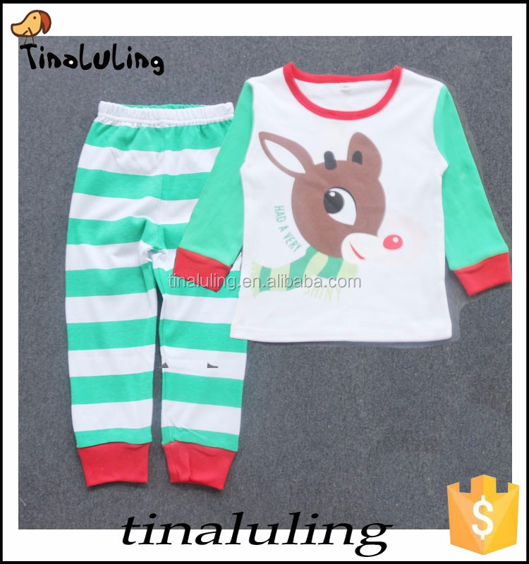 2016冬の子供服となりスーツ服スポーツセット100%コットンクリスマスパジャマ2ピース/スーツ仕入れ・メーカー・工場