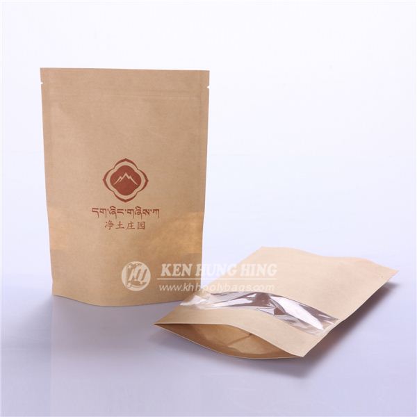 Stand up Kraft Paper Tea Bag Factory with Zipper and Window