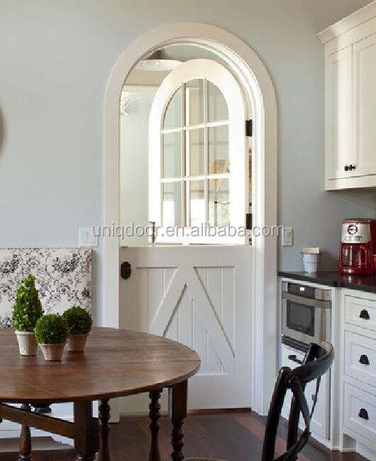 Modern Beach Style Arch Top Dutch Door With Glass For Kitchen