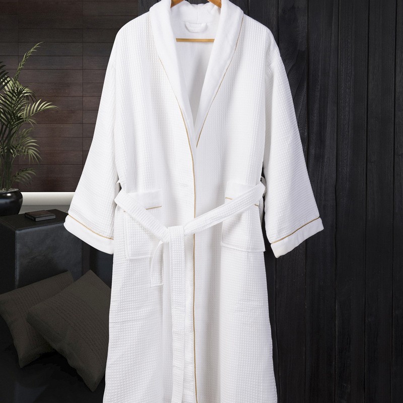 白100綿ホテル厚いワッフル生地浴衣でロゴ仕入れ・メーカー・工場