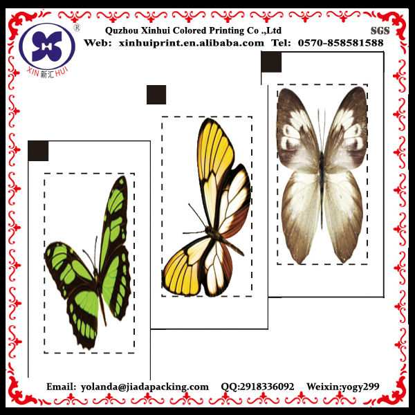 Beautiful custom design/butterfly temporary tattoo stickers for chewing gum use