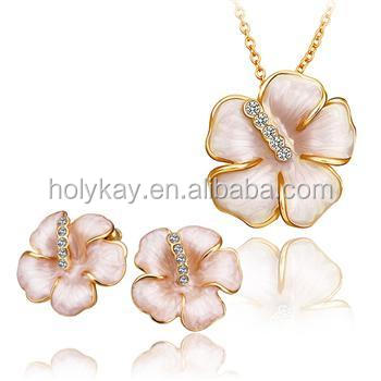 2014年ファッションジュエリーセット、 金メッキ宝石の花のペンダント問屋・仕入れ・卸・卸売り