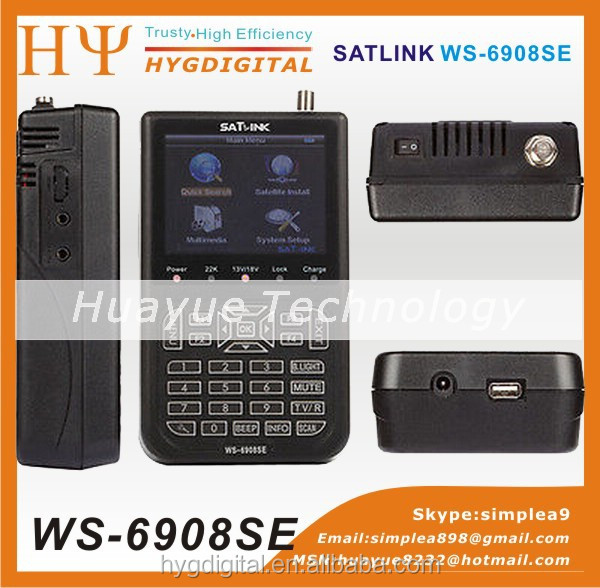 NEW Satlink WS-6908SE 3.5" LCD DVB-S FTA Handheld Digital Satellite TV Signal Finder Meter USG WS6908SE