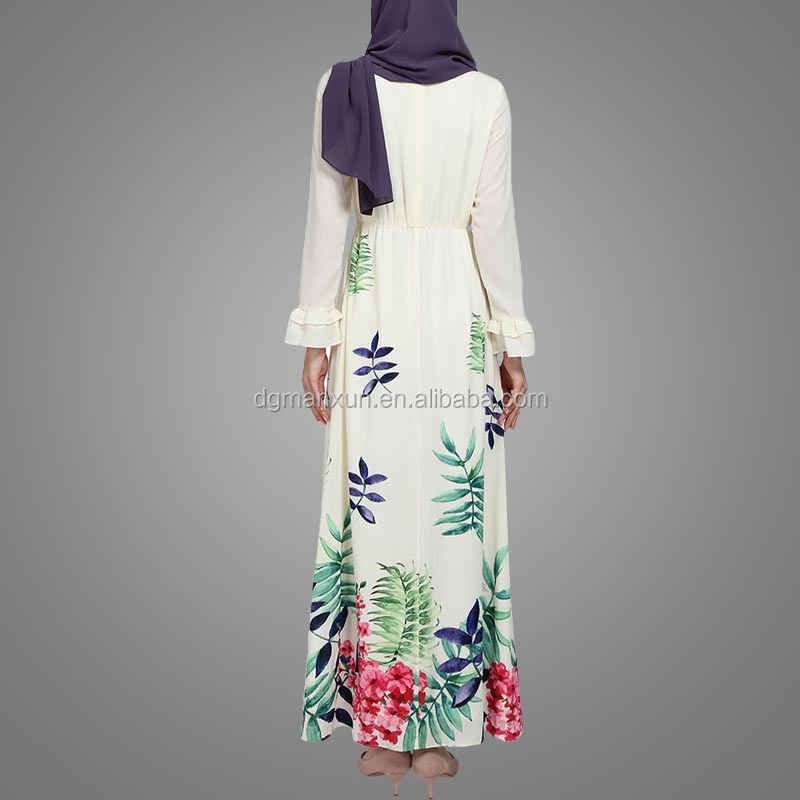Hot sale asian clothing women printed jubah muslimah malaysia flare sleeves dress for ladies (4).jpg