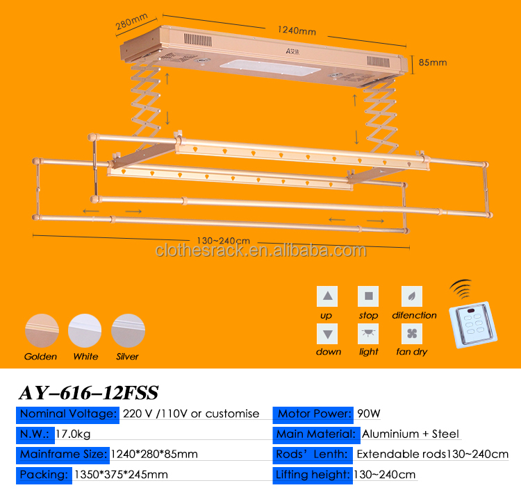 Remote Control Electric Lifting Automatic Clothes Drying Rack Ceiling Mounted Aluminium Clothes Dryer Rack Buy Automatic Clothes Drying